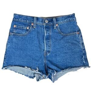 Levi's Ribcage High Rise Cut-Off Denim Jean Shorts Button Fly Size 27